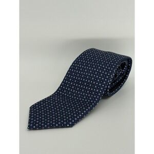 $235 BRIONI Blue Purple Squares Mini Geometric Men Handmade Woven Silk Tie Italy